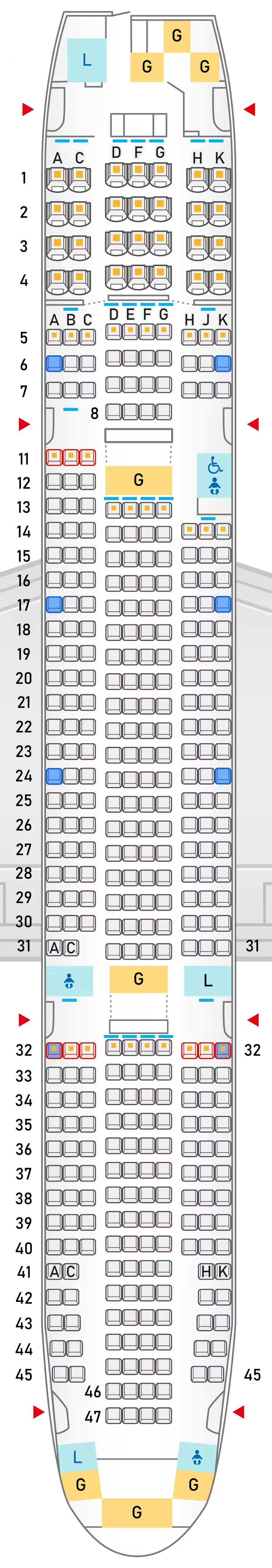 ANA（全日空）機内の座席表
